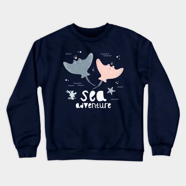 Rays Sea Adventure Crewneck Sweatshirt by thepinecones